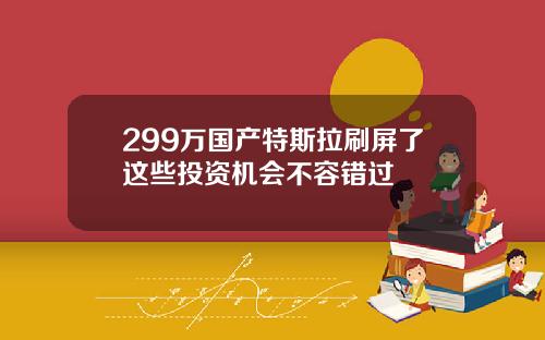 299万国产特斯拉刷屏了这些投资机会不容错过