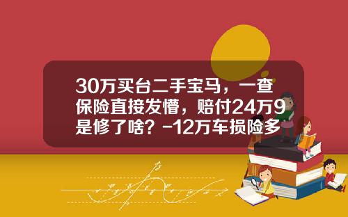 30万买台二手宝马，一查保险直接发懵，赔付24万9是修了啥？-12万车损险多少【新闻】