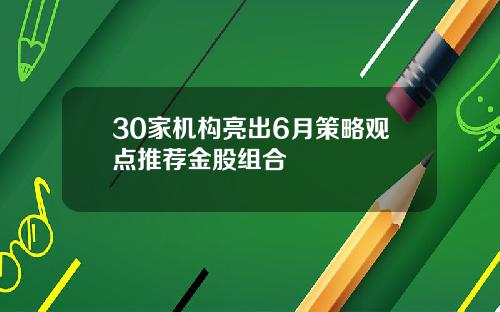 30家机构亮出6月策略观点推荐金股组合