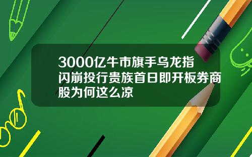 3000亿牛市旗手乌龙指闪崩投行贵族首日即开板券商股为何这么凉
