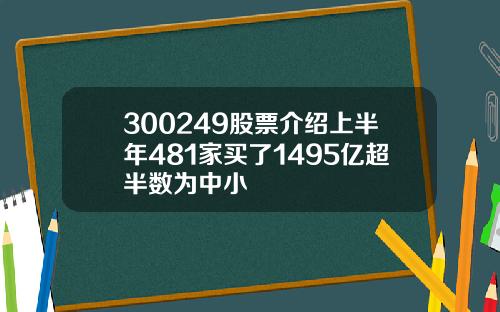 300249股票介绍上半年481家买了1495亿超半数为中小