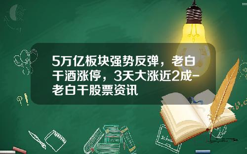 5万亿板块强势反弹，老白干酒涨停，3天大涨近2成-老白干股票资讯