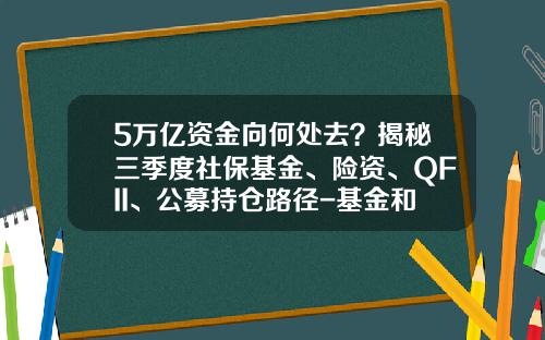 5万亿资金向何处去？揭秘三季度社保基金、险资、QFII、公募持仓路径-基金和资金