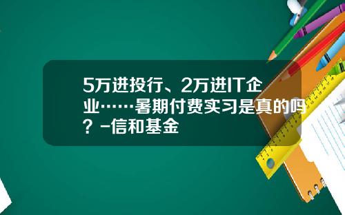 5万进投行、2万进IT企业……暑期付费实习是真的吗？-信和基金