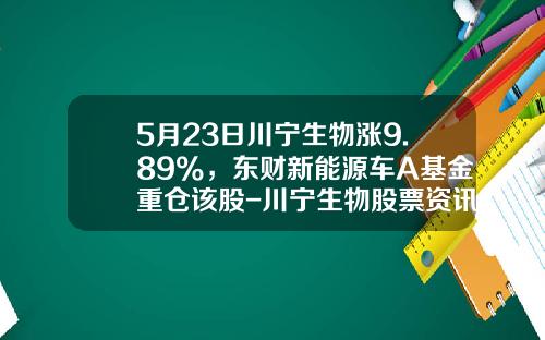5月23日川宁生物涨9.89%，东财新能源车A基金重仓该股-川宁生物股票资讯网【新闻】
