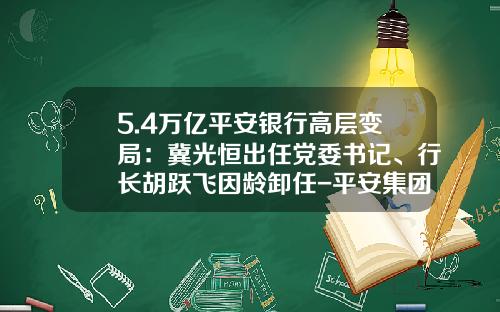 5.4万亿平安银行高层变局：冀光恒出任党委书记、行长胡跃飞因龄卸任-平安集团多少人