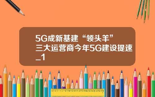 5G成新基建“领头羊” 三大运营商今年5G建设提速_1