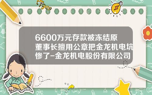 6600万元存款被冻结原董事长擅用公章把金龙机电坑惨了-金龙机电股份有限公司