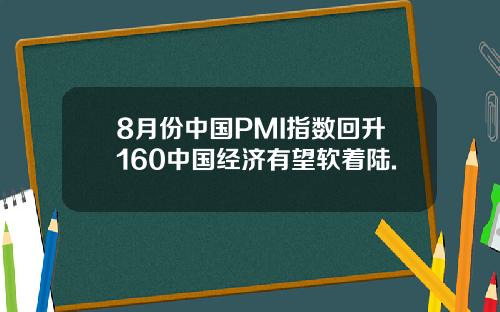 8月份中国PMI指数回升160中国经济有望软着陆.