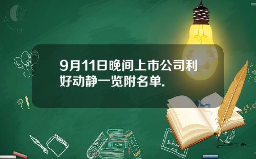 9月11日晚间上市公司利好动静一览附名单.
