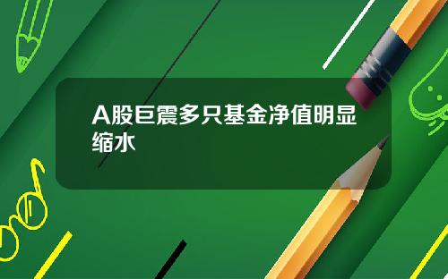 A股巨震多只基金净值明显缩水