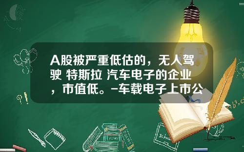 A股被严重低估的，无人驾驶+特斯拉+汽车电子的企业，市值低。-车载电子上市公司【新闻】