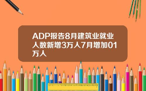 ADP报告8月建筑业就业人数新增3万人7月增加01万人