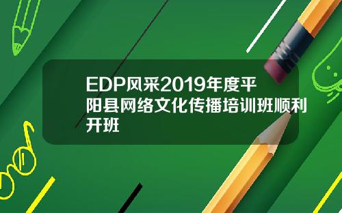 EDP风采2019年度平阳县网络文化传播培训班顺利开班