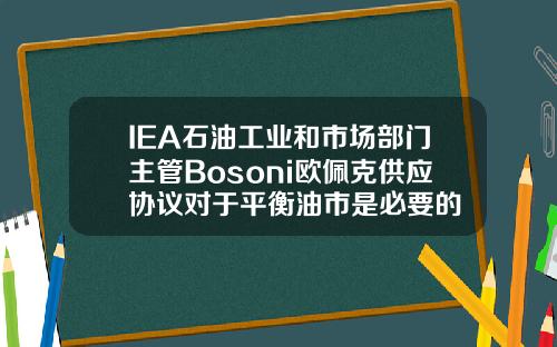 IEA石油工业和市场部门主管Bosoni欧佩克供应协议对于平衡油市是必要的