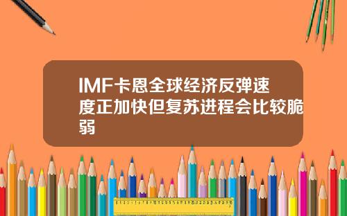 IMF卡恩全球经济反弹速度正加快但复苏进程会比较脆弱