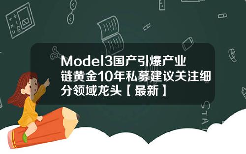 Model3国产引爆产业链黄金10年私募建议关注细分领域龙头【最新】