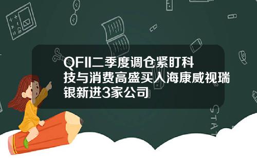 QFII二季度调仓紧盯科技与消费高盛买入海康威视瑞银新进3家公司