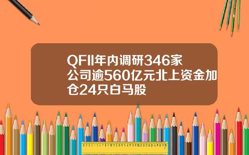 QFII年内调研346家公司逾560亿元北上资金加仓24只白马股