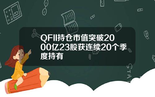 QFII持仓市值突破2000亿23股获连续20个季度持有