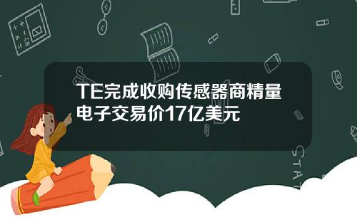TE完成收购传感器商精量电子交易价17亿美元