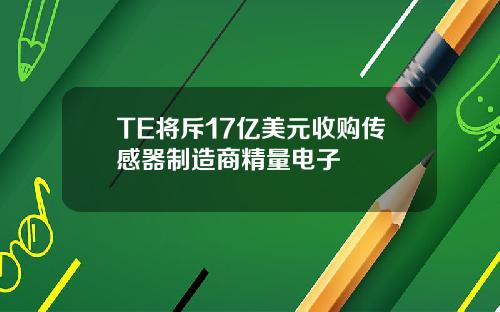 TE将斥17亿美元收购传感器制造商精量电子