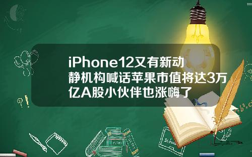 iPhone12又有新动静机构喊话苹果市值将达3万亿A股小伙伴也涨嗨了