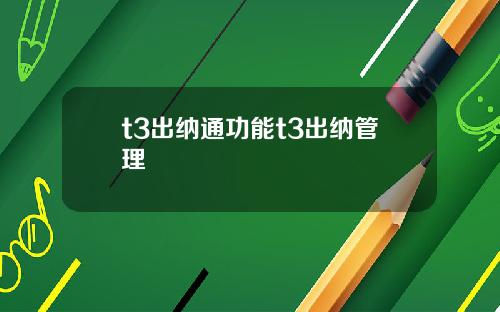 t3出纳通功能t3出纳管理