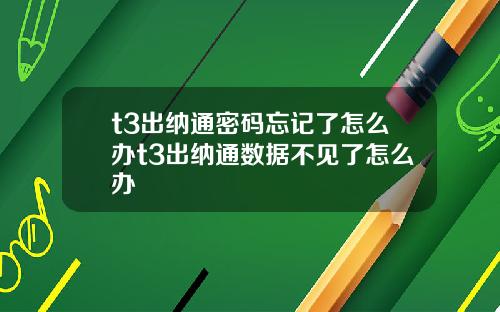 t3出纳通密码忘记了怎么办t3出纳通数据不见了怎么办