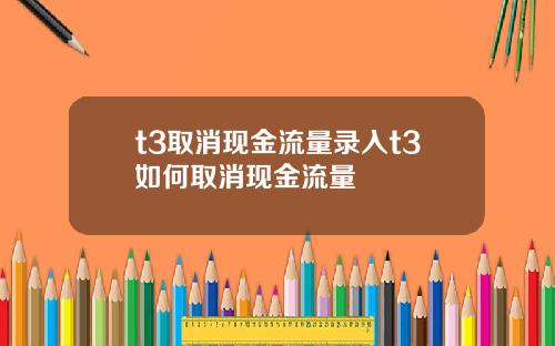 t3取消现金流量录入t3如何取消现金流量