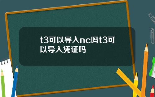 t3可以导入nc吗t3可以导入凭证吗