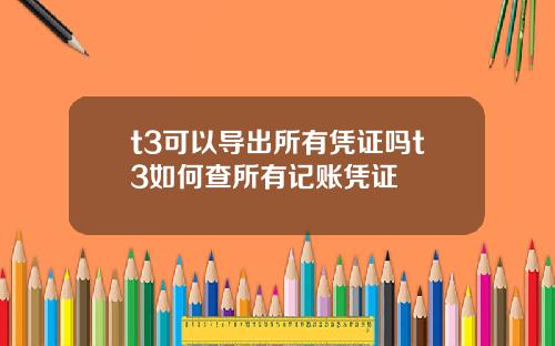 t3可以导出所有凭证吗t3如何查所有记账凭证