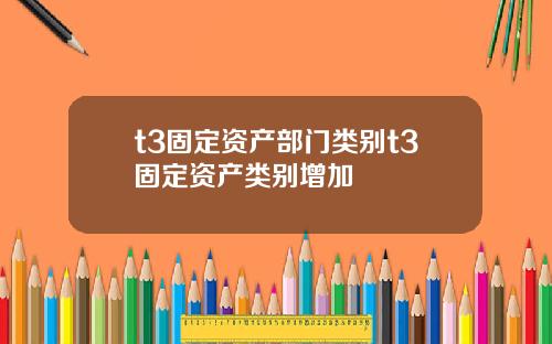 t3固定资产部门类别t3固定资产类别增加