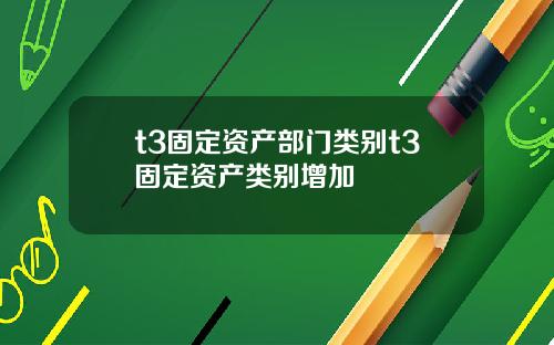 t3固定资产部门类别t3固定资产类别增加