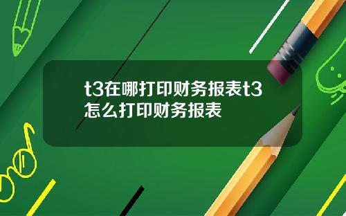 t3在哪打印财务报表t3怎么打印财务报表