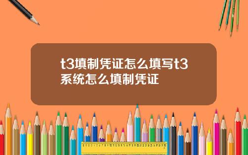 t3填制凭证怎么填写t3系统怎么填制凭证