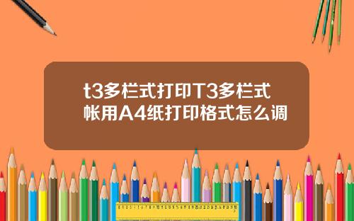 t3多栏式打印T3多栏式帐用A4纸打印格式怎么调