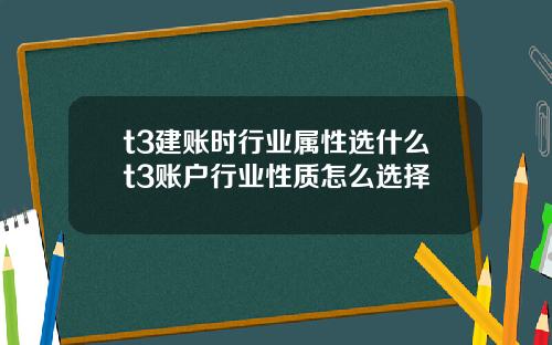 t3建账时行业属性选什么t3账户行业性质怎么选择