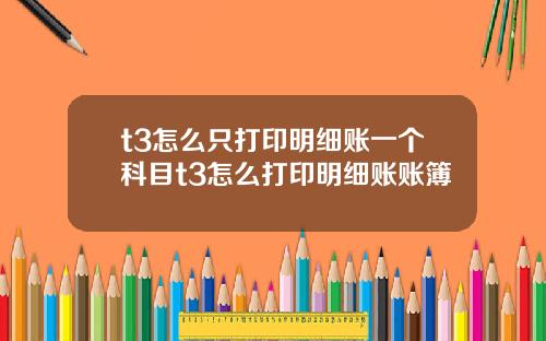 t3怎么只打印明细账一个科目t3怎么打印明细账账簿