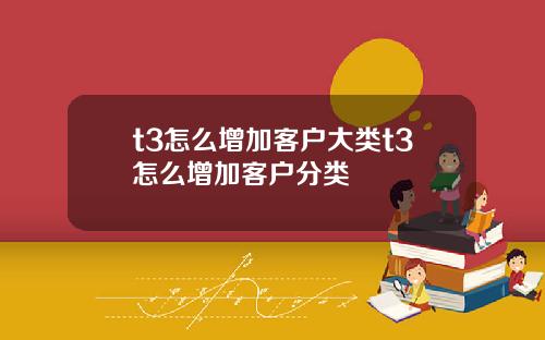 t3怎么增加客户大类t3怎么增加客户分类