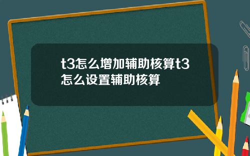t3怎么增加辅助核算t3怎么设置辅助核算