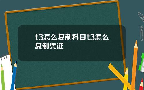 t3怎么复制科目t3怎么复制凭证