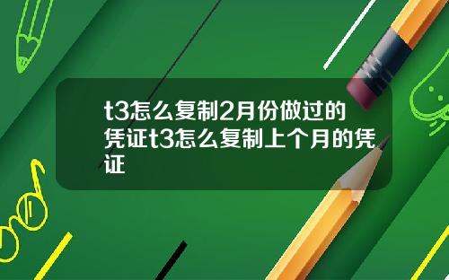 t3怎么复制2月份做过的凭证t3怎么复制上个月的凭证