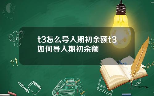 t3怎么导入期初余额t3如何导入期初余额