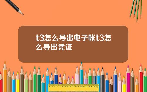 t3怎么导出电子帐t3怎么导出凭证
