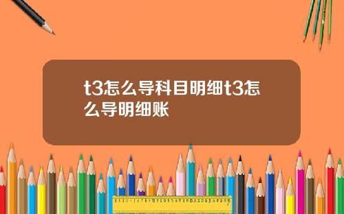 t3怎么导科目明细t3怎么导明细账