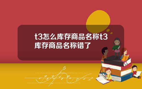 t3怎么库存商品名称t3库存商品名称错了