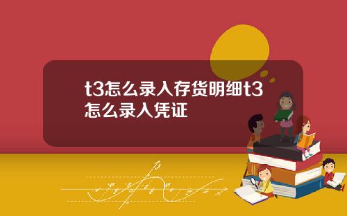 t3怎么录入存货明细t3怎么录入凭证