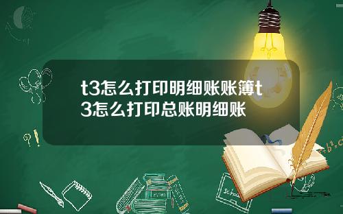 t3怎么打印明细账账簿t3怎么打印总账明细账