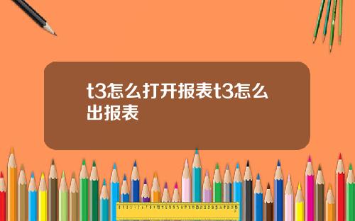 t3怎么打开报表t3怎么出报表